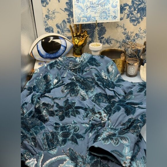 🆕 SIMKHAI 🧿 NWOT Halen Draped Velvet Mini Dress, Celestial Blue - Sz US 6 - Picture 11 of 15